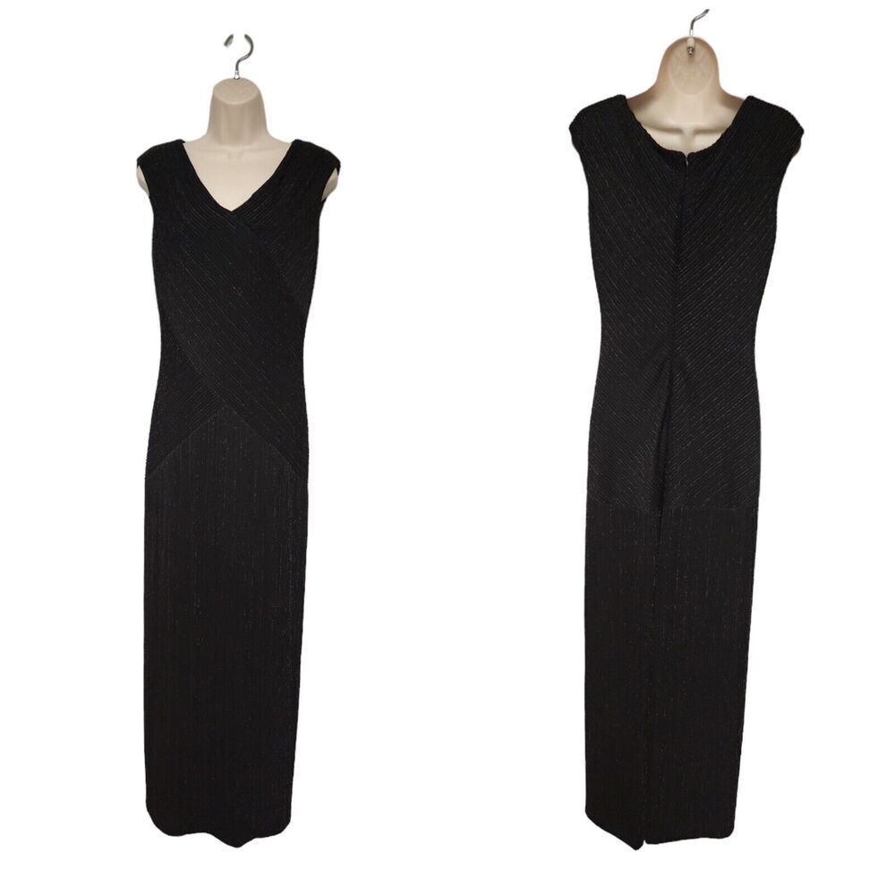 ALEX EVENINGS Womens Black Scoop-Neck Maxi Fit + Flare Dress 10